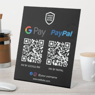 QR Code Payment   Google Pay & Paypal Scan to Pay  Pedestal Sign