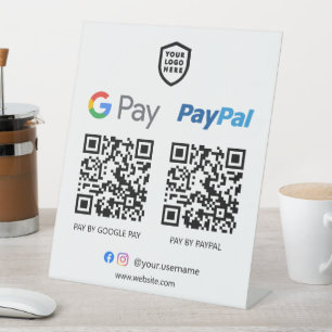 QR Code Payment   Google Pay & Paypal Scan to Pay  Pedestal Sign