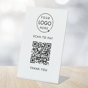 QR Code Payment Logo Contactless Scan to Pay Pedestal Sign