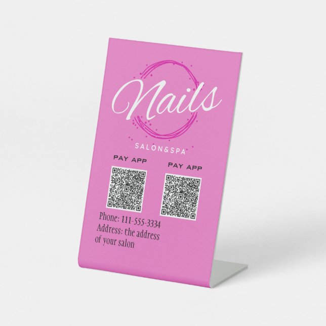  QR code payment modern minimalist for nail salon  Pedestal Sign (Front)