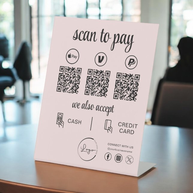 QR Code Payment - Scan to Pay Business Logo Pedestal Sign (Creator Uploaded)
