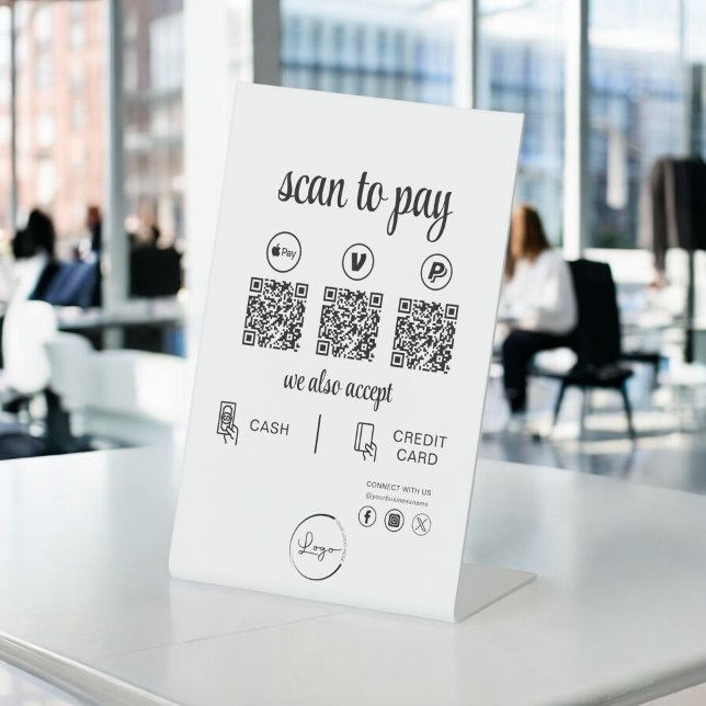 QR Code Payment - Scan to Pay Business Logo Pedestal Sign (Creator Uploaded)