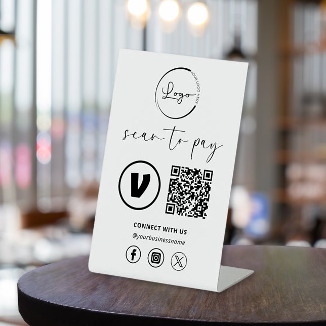 QR Code Payment - Scan to Pay Business Logo Pedestal Sign (Creator Uploaded)