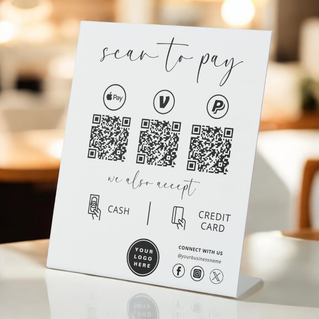 QR Code Payment - Scan to Pay Business Logo Pedestal Sign (Creator Uploaded)
