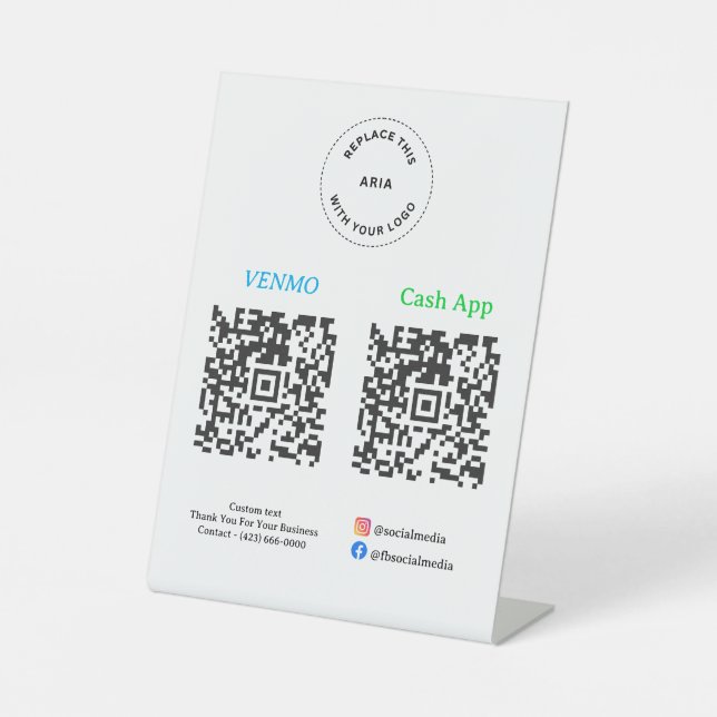 QR Code Payment - Scan to Pay Business Logo Pedestal Sign (Front)