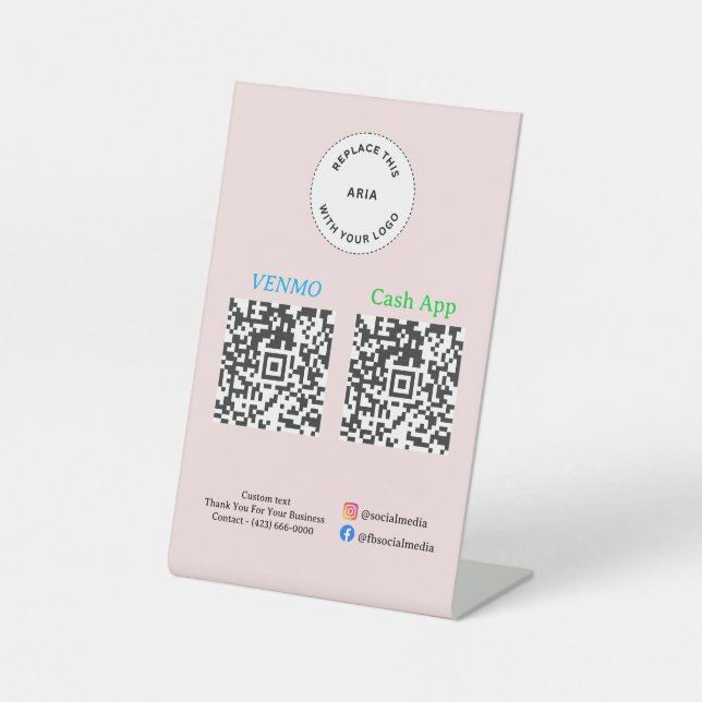 QR Code Payment - Scan to Pay Business Logo Pedestal Sign (Front)