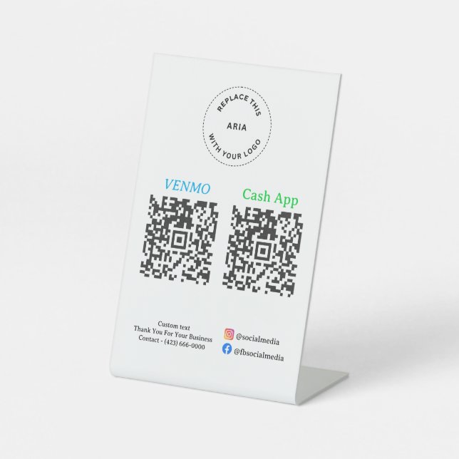 QR Code Payment - Scan to Pay Business Logo Pedestal Sign (Front)