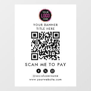 QR Code Payment   Scan to Pay Business Logo  Window Cling