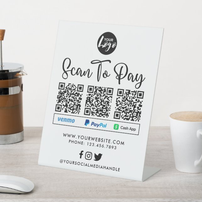 QR Code Payment |  Scan to Pay Logo   Pedestal Sign (In SItu)