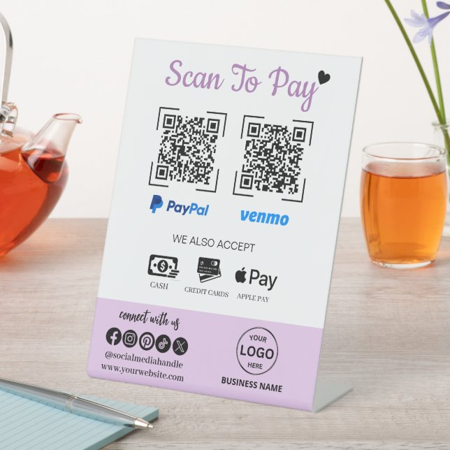 QR Code Payment Scan to Pay Venmo Paypal  Pedestal Sign (In SItu)