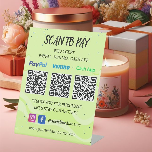 QR Code Payment | Venmo Paypal CashApp to Pay Logo Pedestal Sign (Creator Uploaded)