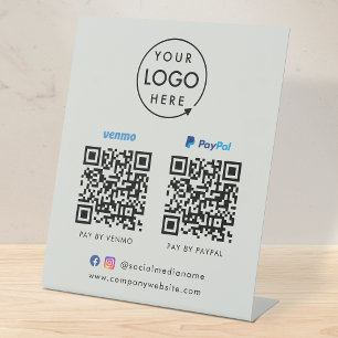 QR Code Payment   Venmo Paypal Scan to Pay Grey Pedestal Sign