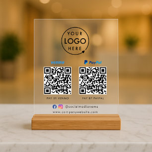 QR Code Payment Venmo Paypal Scan to Pay Logo Acrylic Sign