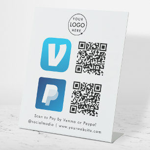 QR Code Payment Venmo & Paypal Scan to Pay Logo Pedestal Sign
