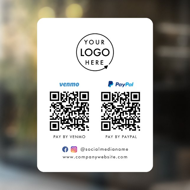 QR Code Payment | Venmo Paypal Scan to Pay Logo Window Cling (Creator Uploaded)