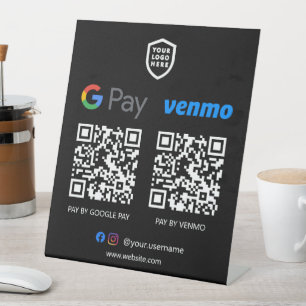 QR Code Payment   Venmo & Paypal Scan to Pay Pedes Pedestal Sign