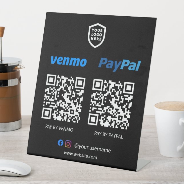 QR Code Payment | Venmo & Paypal Scan to Pay Pedes Pedestal Sign (In SItu)