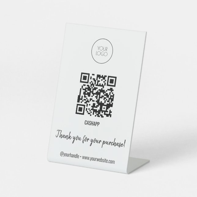 QR Code Payment Your Logo Pay Here Business Pedestal Sign (Front)