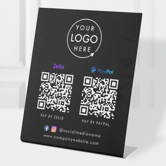 QR Code Payment | Zelle Paypal Scan to Pay Black Pedestal Sign (Creator Uploaded)