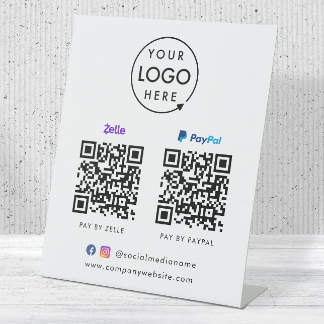 QR Code Payment | Zelle Paypal Scan to Pay Logo Pedestal Sign (Creator Uploaded)