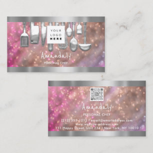 QR Code Personal Chef Cooking Restaurant Bar Business Card