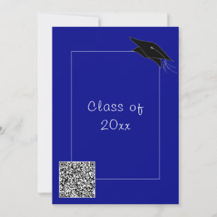 QR Code Personalised Blue Grad Party Invitation