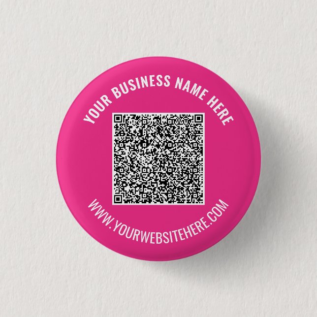 QR Code Personalised Button Custom Text and Colour (Front)