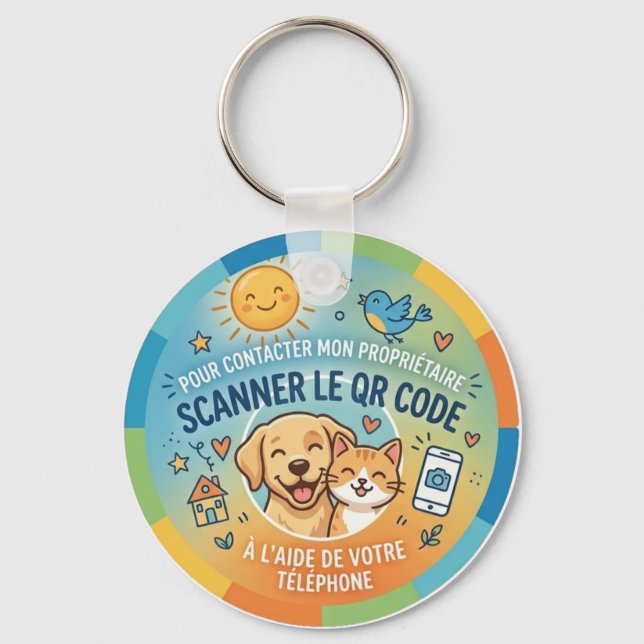QR Code Pet Safety Tag Key Ring (Front)