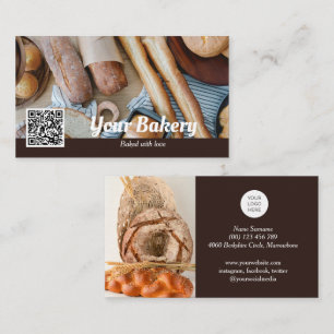 QR code photo bakery business card with Logo
