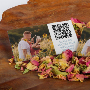 QR Code &  Photo Dove Blue Wedding Website Details Enclosure Card