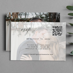 QR code photo elegant wedding reply RSVP card