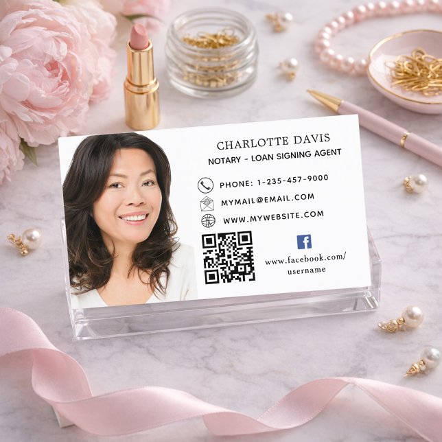 QR code photo facebook icon white Business Card (Creator Uploaded)