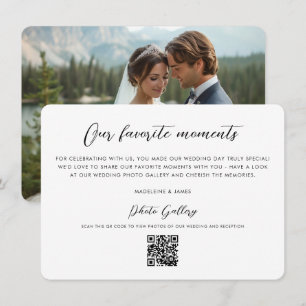 QR Code Photo Gallery Modern Script Wedding Thank You Card