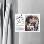 QR Code & Photo Handwritten Wedding Save the Date Magnetic Invitation<br><div class="desc">Announce the joyful news of your engagement and upcoming wedding with unique custom photo save the date magnets. The picture, scannable QR code, and all wording on this template are simple to personalize. The magnetic back makes them easy for friends and family to display. (IMAGE PLACEMENT TIP: An easy way...</div>