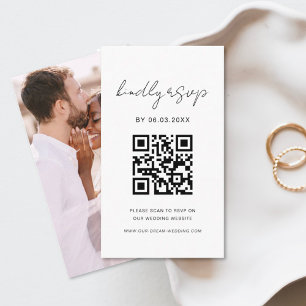 QR Code Photo Minimalist RSVP Wedding Website Enclosure Card