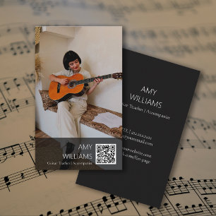 QR Code Photo Music Teacher Singer Songwriter Business Card