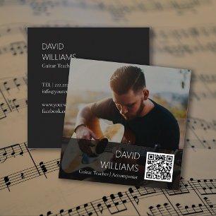 QR Code Photo Music Teacher Singer Songwriter Square Business Card