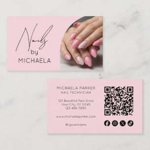 QR Code Photo Nail Specialist Artist Typography Business Card