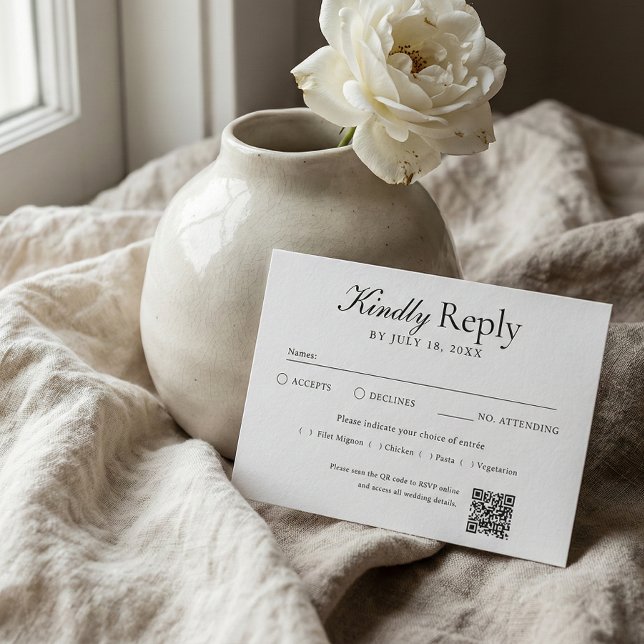 QR Code Photo Off White RSVP Card (Creator Uploaded)