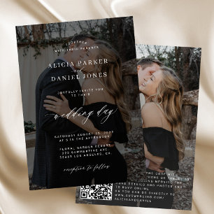 QR CODE photo overlay modern elegant wedding Invitation