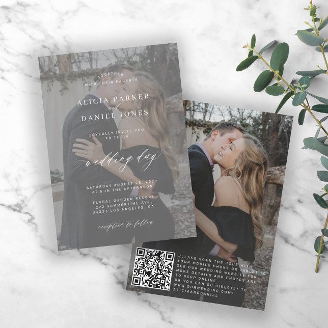 QR CODE photo overlay modern elegant wedding Invitation (Creator Uploaded)