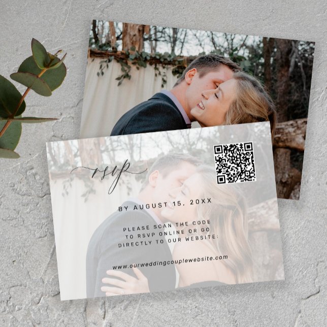 QR code photo RSVP elegant wedding RSVP card (Creator Uploaded)