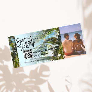 QR Code Photo Save the Date Boarding Pass  Invitation