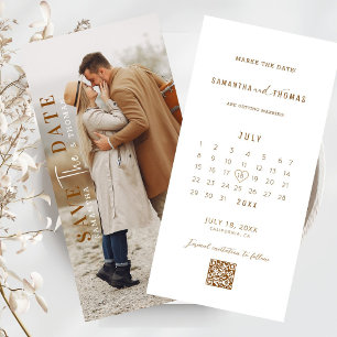 QR Code Photo Save the Date Wedding Invitation