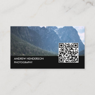 QR Code Photographer Black Business Card