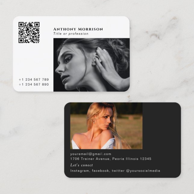 Qr code photographer networking social media business card (Front/Back)