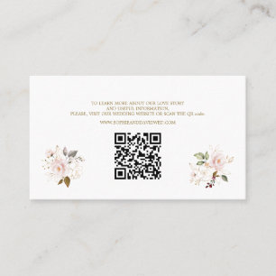 QR Code Pink Blush Gold Floral Wedding Website Business Card