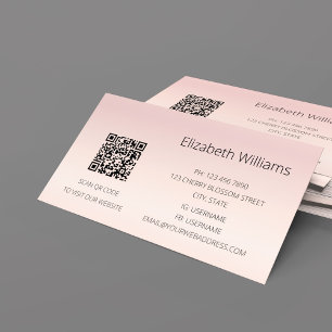 QR Code   Pink Blush Gradient Business Card