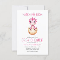 QR Code Pink Dinosaur Hatching Soon Baby Shower