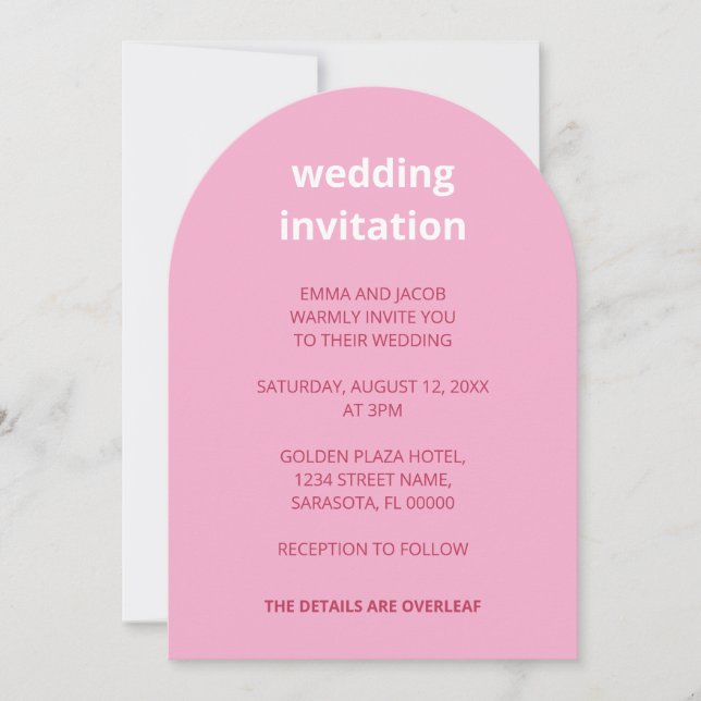 QR Code Pink Magenta All In One Wedding Invitation (Front)